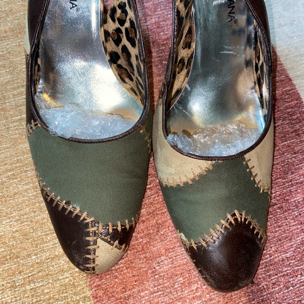 Dolce & Gabbana Patchwork Cheetah Print Slingback Heels - Picture 8 of 10